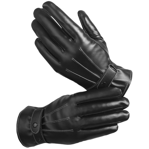 New Luxury Leather Windproof Gloves for Bicycle Motorcycle Outdoor Pop Touch Screen Mittens Top Quality Fashion Brand Winter Warm Gloves