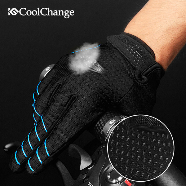 CoolChange Cycling Gloves Full Finger Sport Shockproof MTB Bike Touch Screen Gloves Man Woman Bicycle Sponge Long Finger Glove