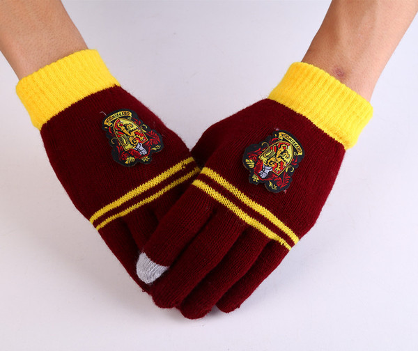 Gloves Hogwarts Gryffindor Slytherin Ravenclaw Hufflepuff Badge Gloves Touch Fingers Golves Christmas Gift for men women 240634