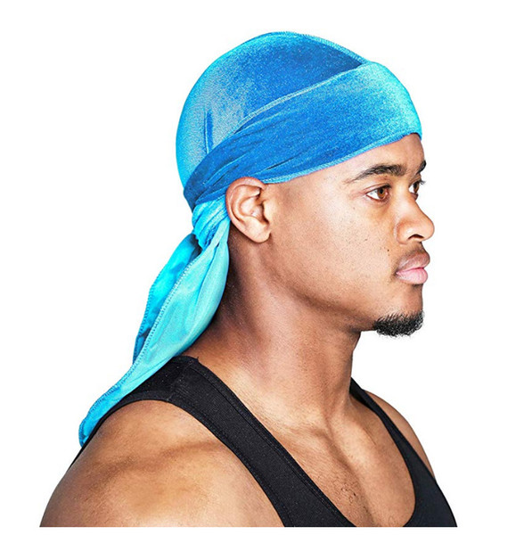 Fashion velvet Men's Satin Durags Bandana Turban Wigs Me Durag Long-tail Pirate Hat Headband Pirate Hat Hair Accessories