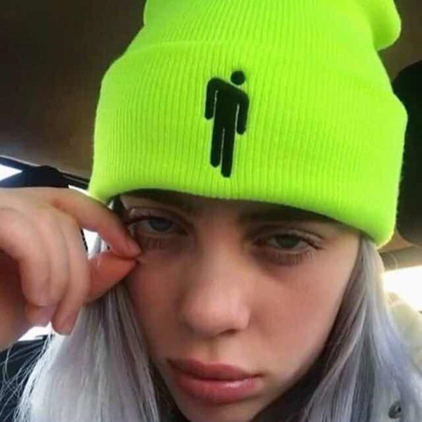 Dropshipping Billie Eilish Cotton Casual Beanies for Men Women Knitted Winter Hat Solid Hip-hop Skullies Bonnet Unisex Cap Free Shipping