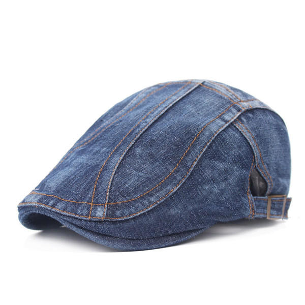 Unisex Adjustable Design Breathable Denim Retro Casual Berets Newsboy Flat Ivy Gatsby Cabbie Driving Hunting Hat Dad Cap Free Shipping