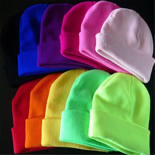 Wholesale-Free Shipping Hot Sale 2015 Fashion Knitted Neon Women Beanie Girls Autumn Casual Cap Women's Warm Winter Hats Unisex