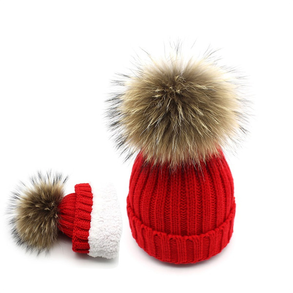 100% natural fur pompon hats women winter caps with ponpon pompom big ball pompon fur Beanies female mink knitted caps