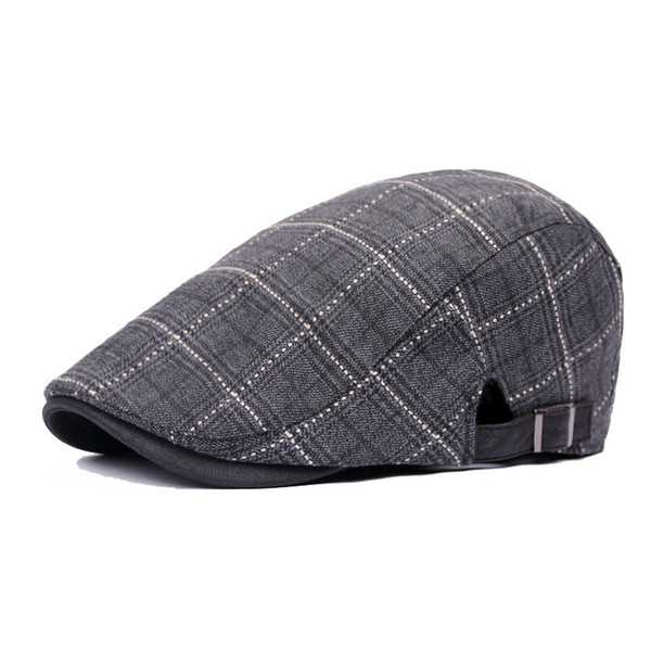 Wholesale- Fashion 2016 New Arrive Spring Autumn Plaid Cotton Berets For Men Casual Unisex Hat Accessories