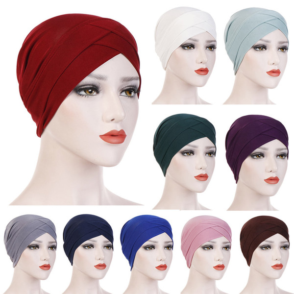 Women Solid India Hat Muslim Ruffle Cancer Chemo Beanie Turban Wrap Scarf Cap beanie czapka zimowa hats caps winter gorro muts