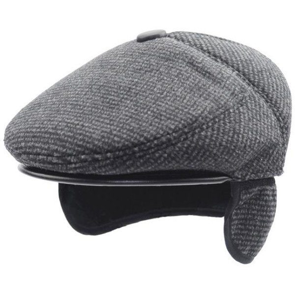 Middle-aged and old hat men cap of winter hat cap elderly hat with warmth and ear protection