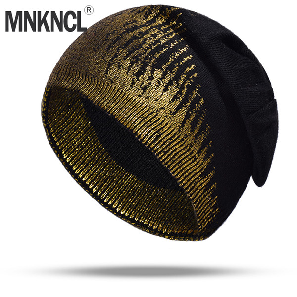 2018 New Winter Hats For Women Gold plating Wool Knitted Hat Fashion Brand Cap Casual Warm Hat Female Skullies Beanies Bonnet