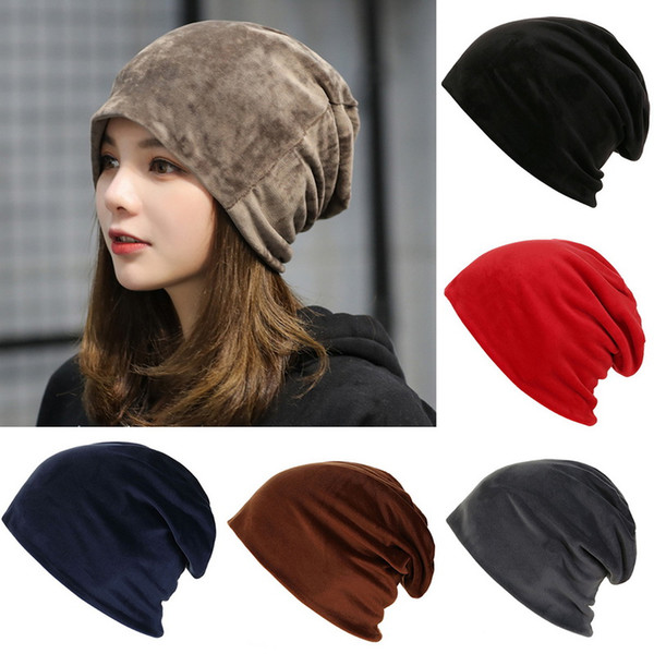 HEFLASHOR 2019 New Autumn Fashion Warm Knitted Fleece inside Slouchy Skullies Caps Winter Women Hats