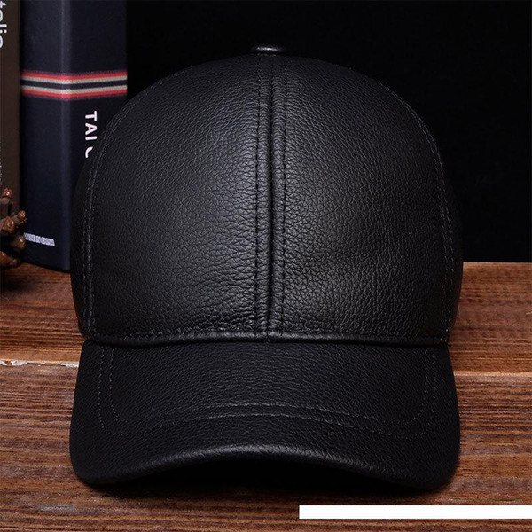 HL130 2018 Men's genuine leather baseball cap hat brand new style spring brand new style winter Russian warm one fur caps hats T200104