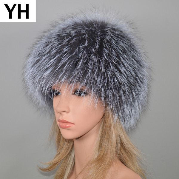 2019 New Luxury 100% Natural Real Fur Hat Women Winter Knitted Real Fur Bomber Cap Girls Warm Soft Beanies Hats