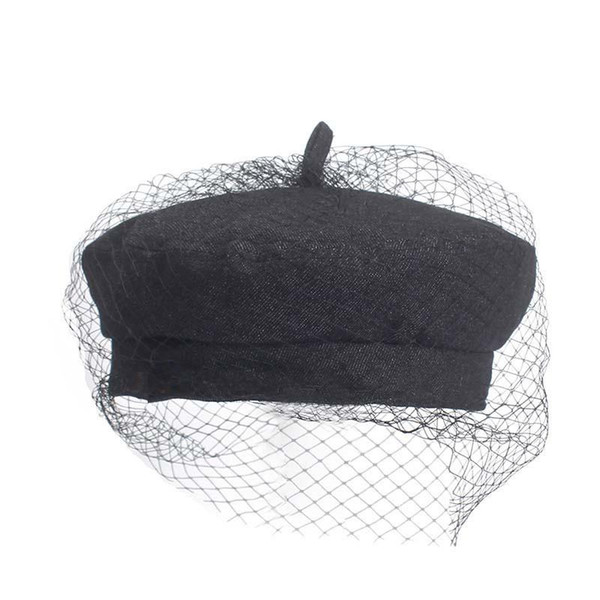 Black Beret With Mesh Net , Brand 2018 New Fashion Women Berets , Streewear Caps New Show Hats Wholesale