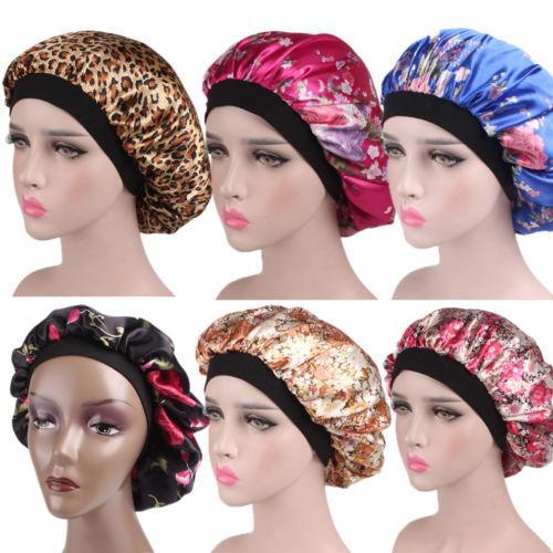 Long Hair Care Fashion Satin Bonnet Cap Night Sleep Hat Silk Cap Head Wrap