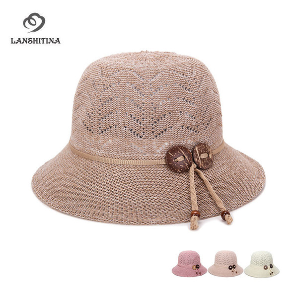 Summer Women Hollow Bucket Hats Casual Breathable Mother's Sunscreen Cap Female Sunshade Hat for Quinquagenarian GH-712