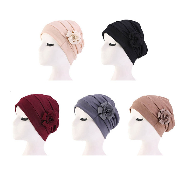 Women Large Flower Model Headscarf Chemotherapy Cap Western Style Ruffle Cancer Chemo Hat Beanie Scarf Turban Wrap hedging Cap