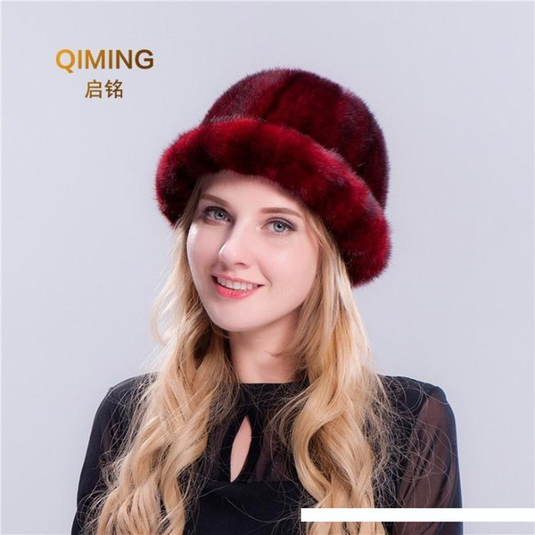 Women Winter Pompom Hat Beanies Keep Warm For Ladies Autumn Woman Wool Knitting Red Flower Basin Cap Weave Formal Pom