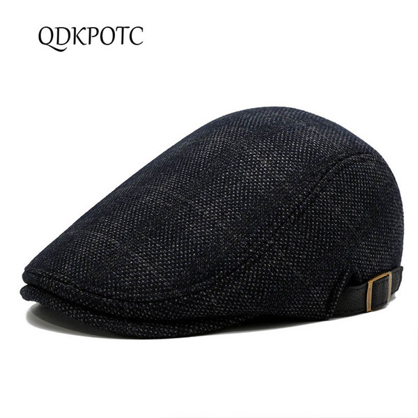 QDKPOTC 2019 New Autumn Winter Hat high quality Men Plaid Berets Leisure Outdoor Middle-aged Travel Hats England Retro Dad Cap