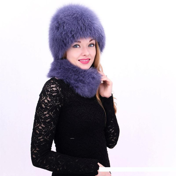 2017 Hot Sale 100% Natural Silver Fur Women Winter Hat Knitted Cap Women Hat Fur Bomber Female Ear Warm Winter Must