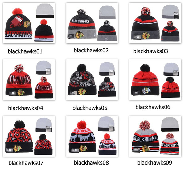 Winter Wool Hats Blackhawks Beanies