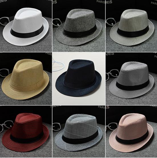 Vogue Men Women Soft Fedora Panama Hats Cotton/Linen Straw Caps Outdoor Stingy Brim Hats Spring Summer Beach 34 Colors LC612