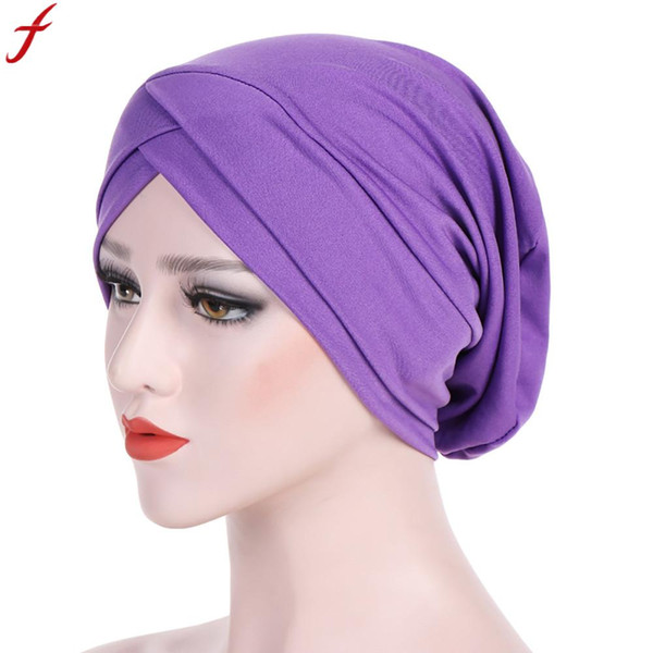 2018 Fashion Women Cap Cotton Solid Color Cancer CheBeanie Hat For Women Girls Stretch Turban Hat Head Wrap Cap