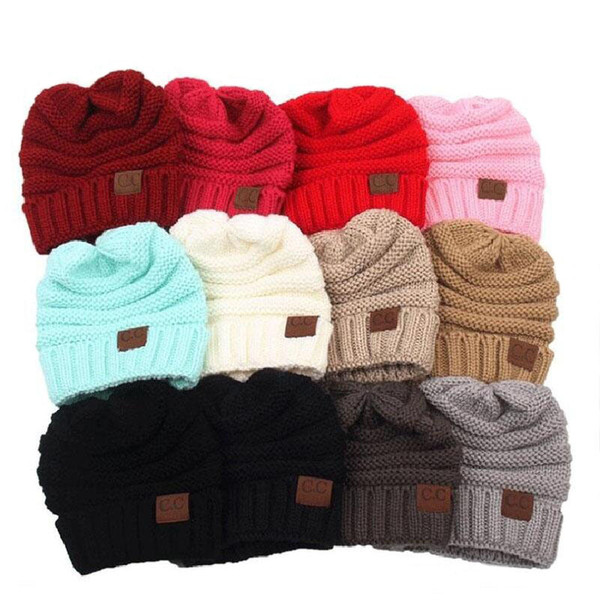 Fashion Women Men Winter Knitted Wool CC Hats Caps Label Warm Skullies Beanies Unisex Adult Casual Hat Sport Casual Cap 13 Colors