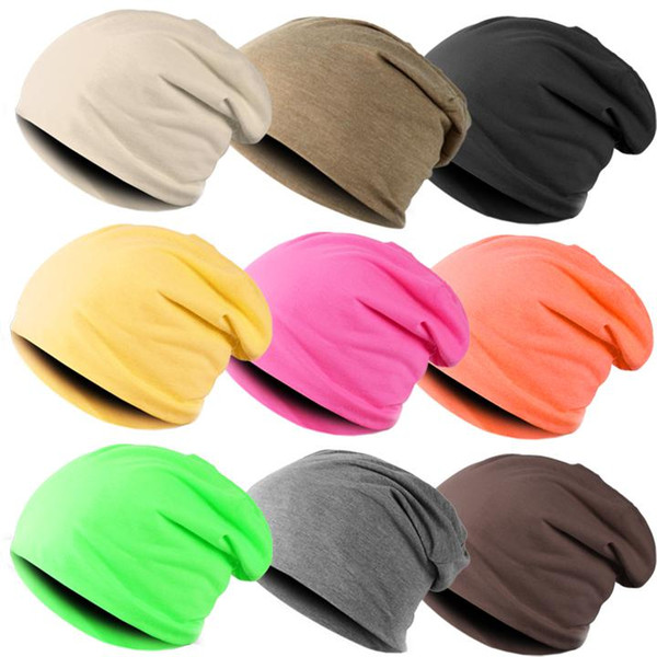 wholesale New Fashion Winter Unisex Solid Color Elastic Hip hop Cap Beanie Hat Slouch 9 Colors One Size knitted hat turban 18280