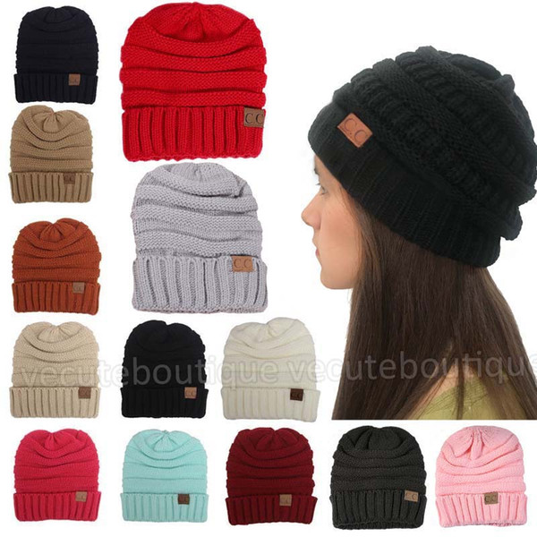 Fashion Men Women's Hats CC Labeling Beanies Winter Knitted Wool Skull Cap Unisex Warm Folds Casual Hat 13 Colors Wholesale Price