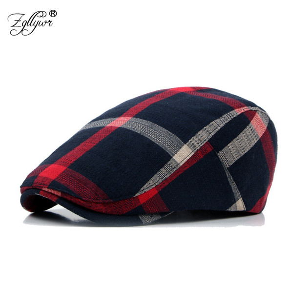 Zgllywr Berets Cap for Men Women Fashion Summer Plaid Newsboy Flat Peaked Cap Cotton Thin Plain Adjustable Cabbie Ivy Flat Hat