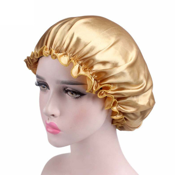 Haimeikang Soft Night Sleep Hat Cap Salon Bonnet hair Band Wide Band Satin New Women Flocking Satin Sleep Cap Chemo Hat