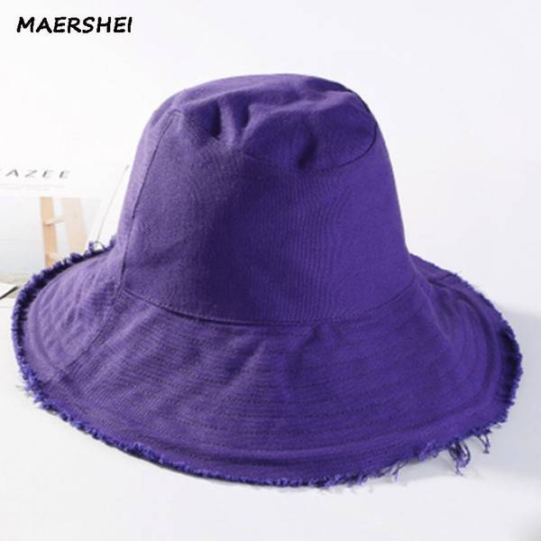 MAERSHEI 2018 new solid color cotton big fisherman hat collapsible edging Korean hat female casual wild sunshade tide