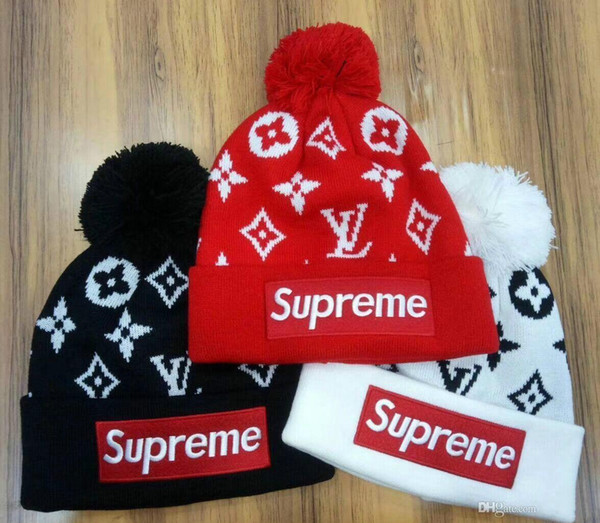 Hight quality men women autumn winter sup beanie casual knitted sports cap ski gorro black white red skull caps