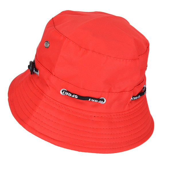 JETTING Black Red Spring Summer Sun Hat Travel Women Hat Unisex Flat Cotton Bucket For Men Women Female Male Fisherman Cap