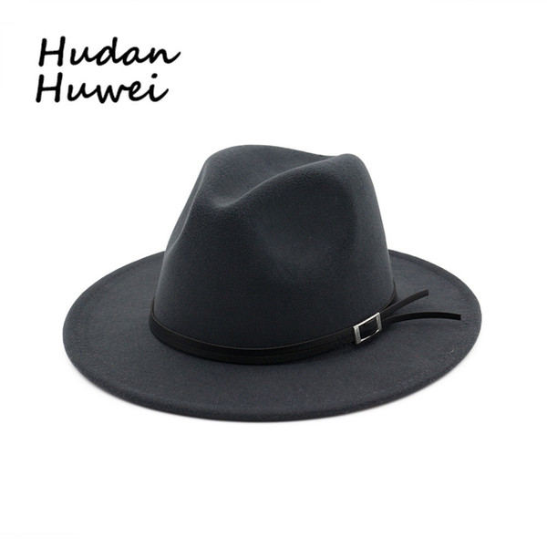 Hot Women Belt Buckle Fedora Hat Wide Brim Hats Panama Hat with Belt