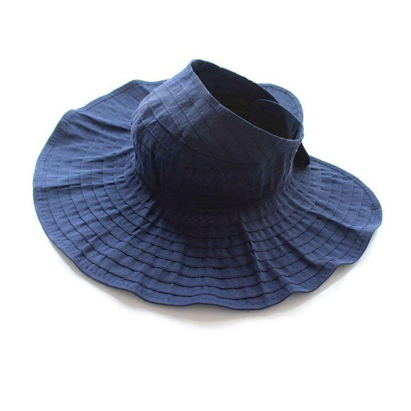 Summer Woman Sun Hat Female Solid Color Cap Korea Wild Fashion Ride Folding Sun HatS Empty Top Hats Beach Wide Brim Visor Hat