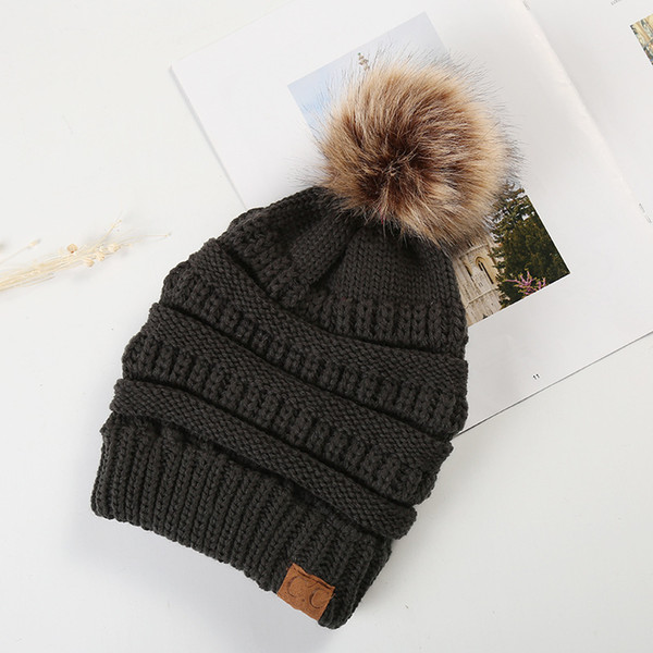 Winter hat 11style Hats Winter Knitted Fur Poms Beanie Label Fedora Luxury Cable Slouchy Skull Caps Fashion Leisure Beanie Outdoor Hats