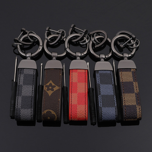 Europe and America Style Key Chain with Leather Business Car Key Rings for Men Gift Fashion Classic Print Key Accessories