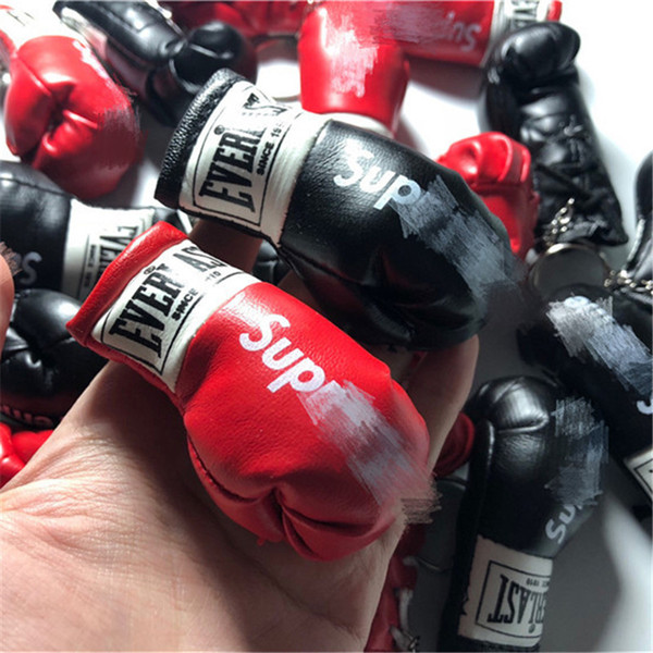 Boxing Gloves Shape Keychain with Logo SUP Fashion Car Key Chain Tide Brand Key Ring Bag Accessories