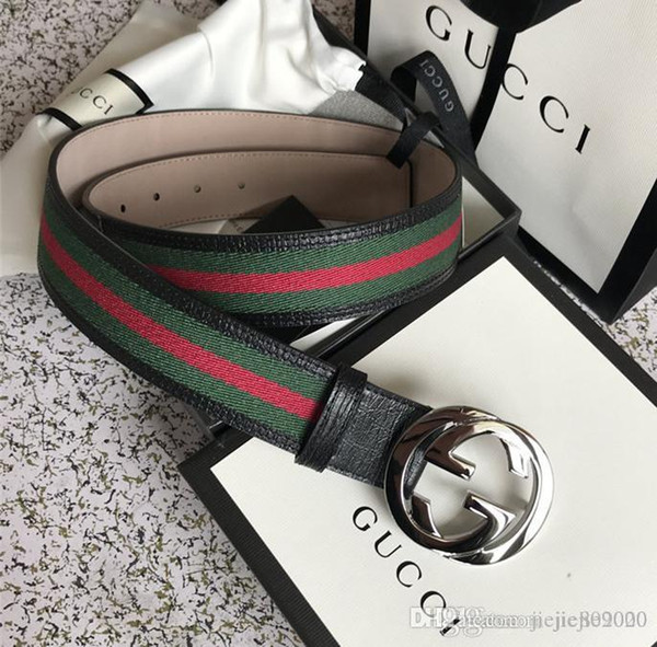 2019 green with red Designers Belts Mens Belts for Women Luxury Belt Leather Belts Women Big Gold Buckle shipping with Box