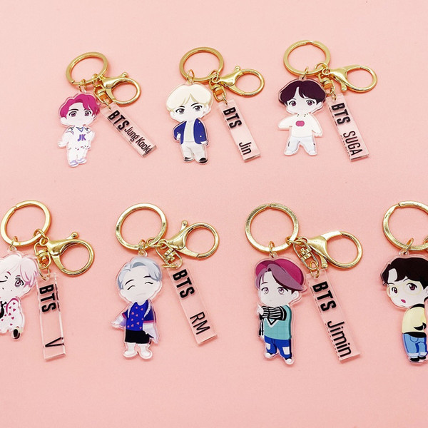 1PC New Fashion Cute Kpop BTS Bangtan Boys Suga Q Edition Acrylic Keychain Keyring Pendant wholesale