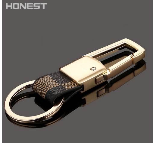 Brands HONEST High-Grade Alloy Genuine Leather Men Keychain Bag Pendant Elegant Business Car Key Chain Ring Holder Jewelry