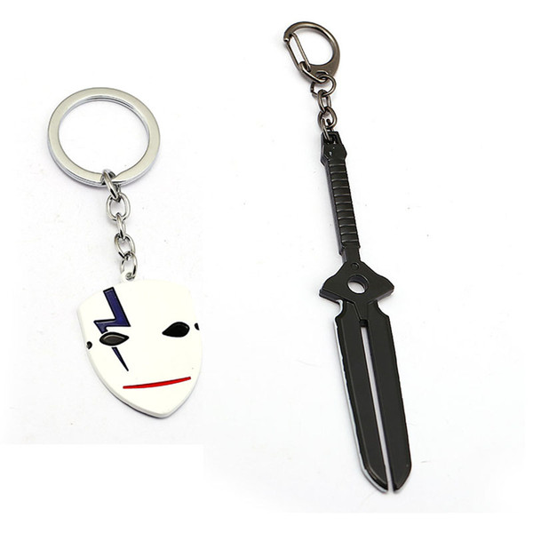 Anime DARKER THAN BLACK Metal Keychain Metal Black White Sword Key Link Chain Ring Holder For Men Porte Clef Chaveiro Jewelry