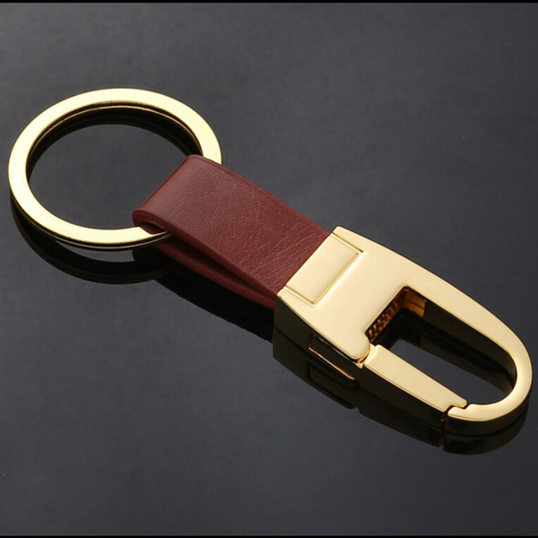 2020 Hot Sale Mens Best Gift High Quality Real Black and Brown Leather Keychain Handmade Metal Keychain Key Chain