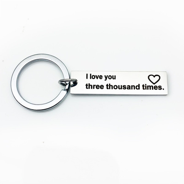 Oeinin Personalized Keyring for Men I love you three thousand times Women Simple Silver Keychain Keychain Stainless Steel Brelok