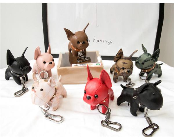 Fashion leisure men and women leather dog terrier bag hanging decoration method dogfighting doll car key ring