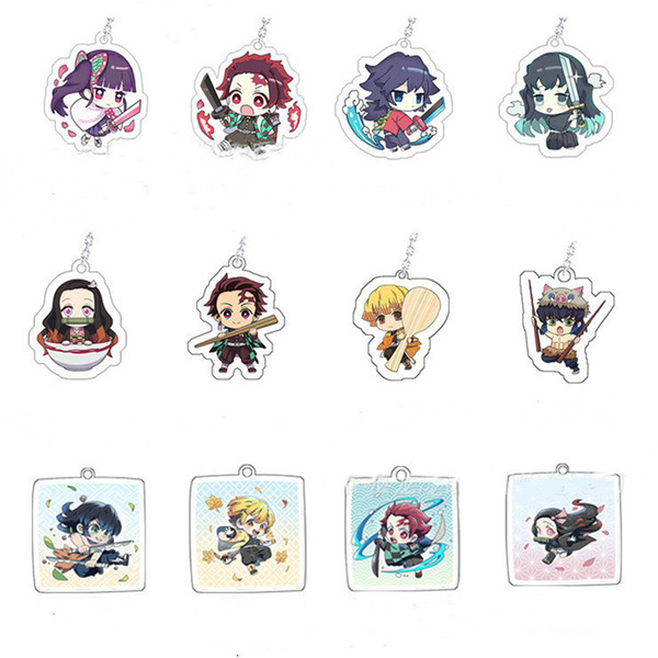 CWFDY New Anime Demon Slayer Kimetsu no Yaiba Keychain Acrylic Tanjirou Nezuko Agatsuma Zenitsu Rengoku Kyoujurou Key Chain