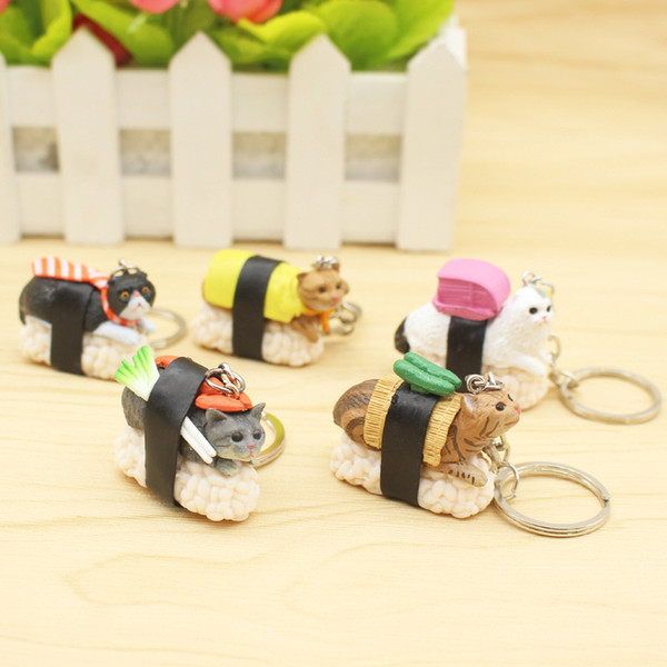 Unique personality Cartoon sushi cat doll key buckle Pendant Knapsack accessories