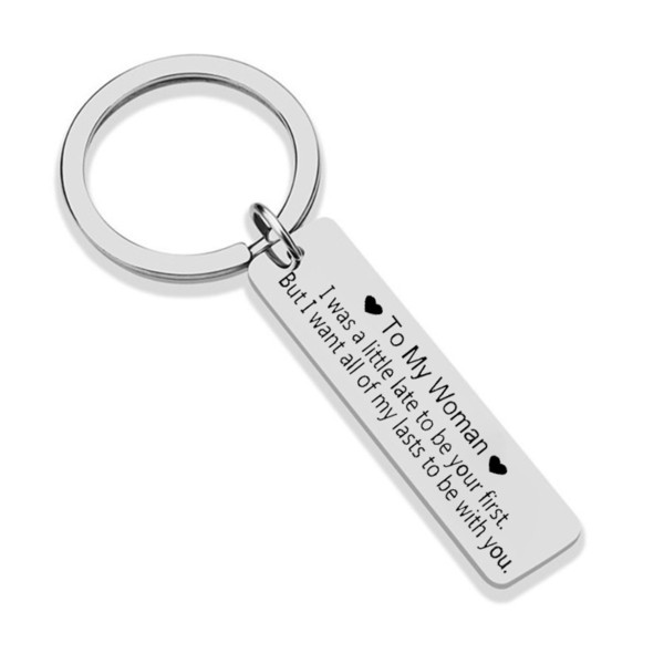 Oeinin Personalized Keychain for Men To my woman I was a lattle Women Simple Silver Keyring Keyring Alloy Stainless Steel Brelok