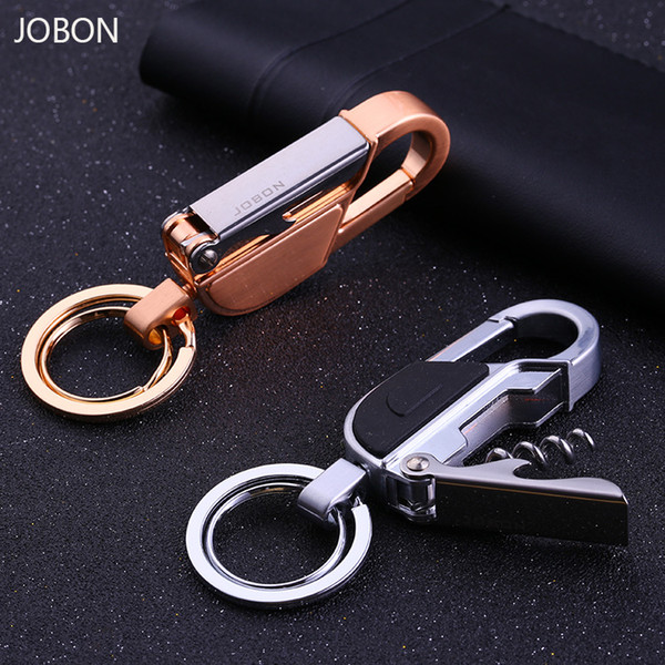 LED light keychain key ring bottle opener corkscrew waist hanging key chain holder high quality portachiavi llaveros hombre