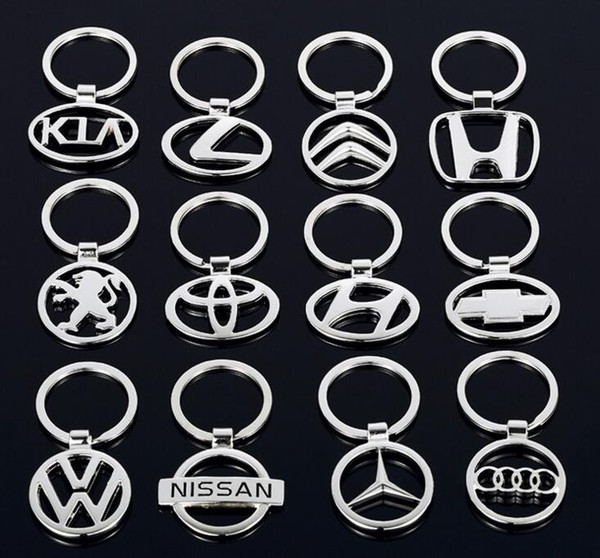 Wholesale 100PCS New 3D hollow-carved Car Logo Metal Alloy Key Chain Pendant Key Ring FOR ALL Car